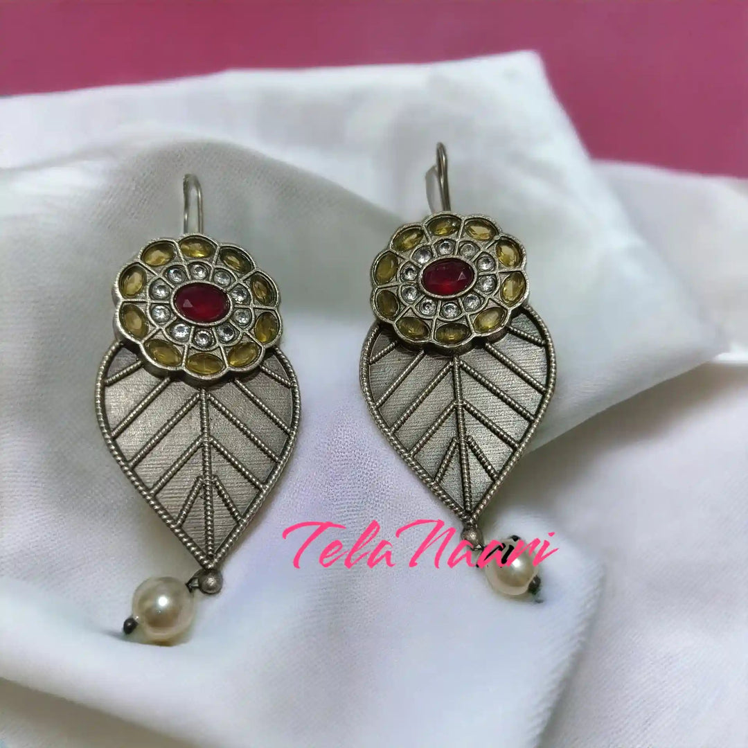 ANIYA SILVER OXIDISED HOOK EARRINGS - TelaNaari