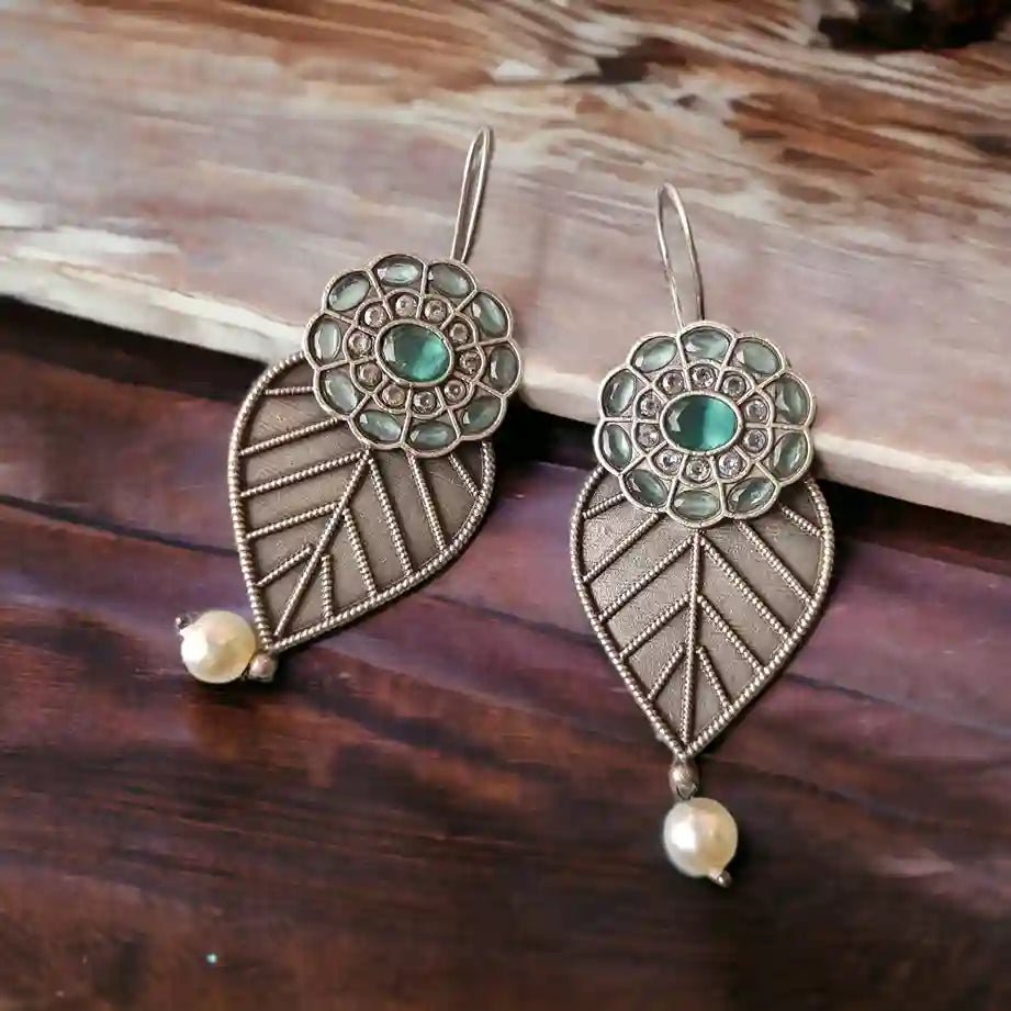 ANIYA SILVER OXIDISED HOOK EARRINGS - TelaNaari