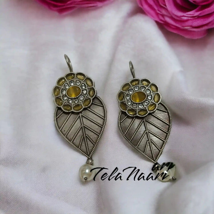 ANIYA SILVER OXIDISED HOOK EARRINGS - TelaNaari