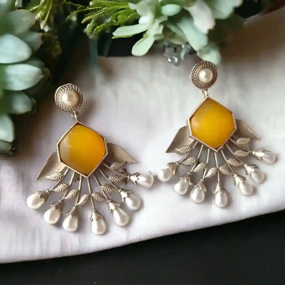 DIVYA SILVER REPLICA Dangler EARRINGS - TelaNaari