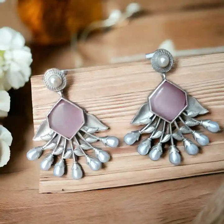 DIVYA SILVER REPLICA Dangler EARRINGS - TelaNaari