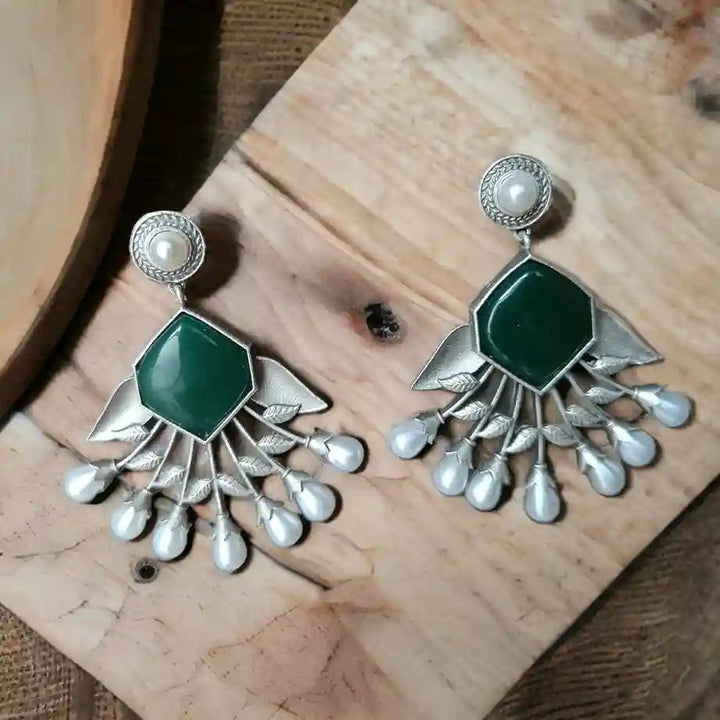 DIVYA SILVER REPLICA Dangler EARRINGS - TelaNaari