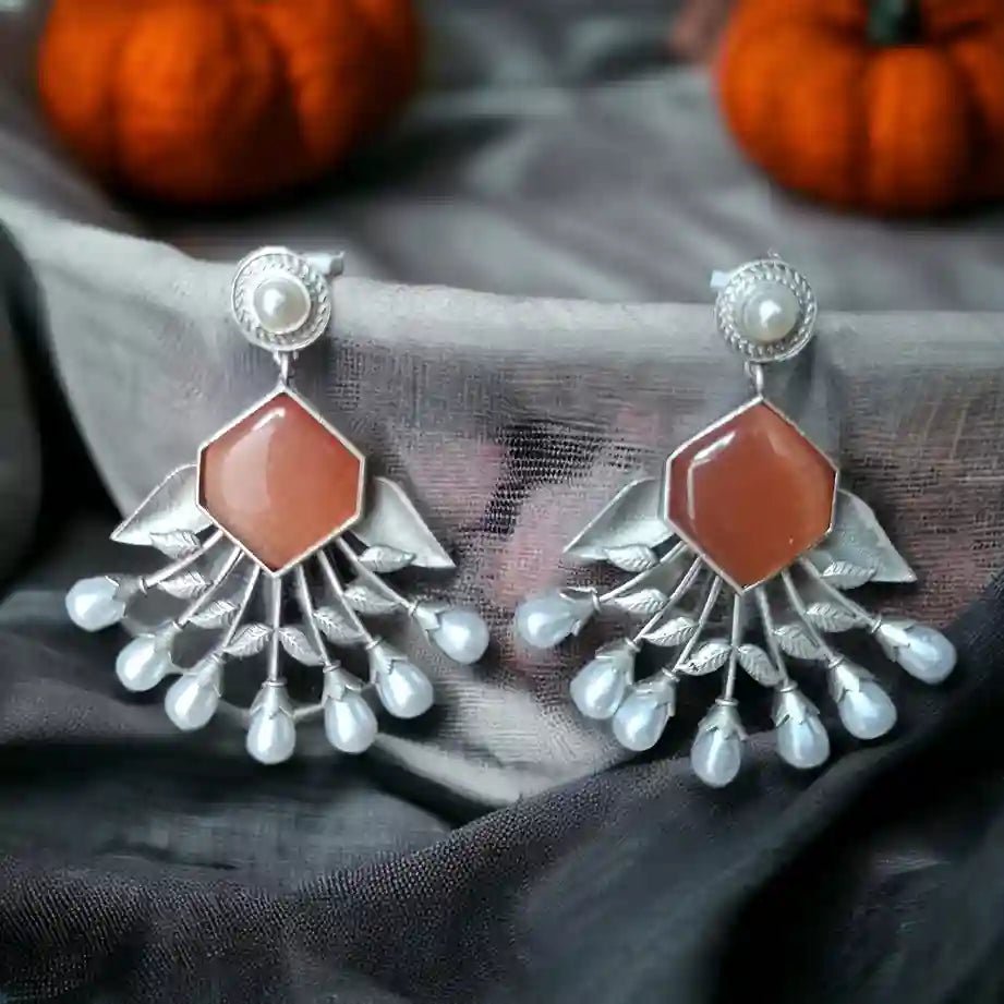 DIVYA SILVER REPLICA Dangler EARRINGS - TelaNaari