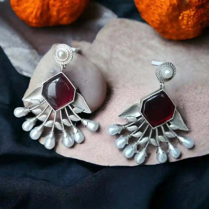 DIVYA SILVER REPLICA Dangler EARRINGS - TelaNaari