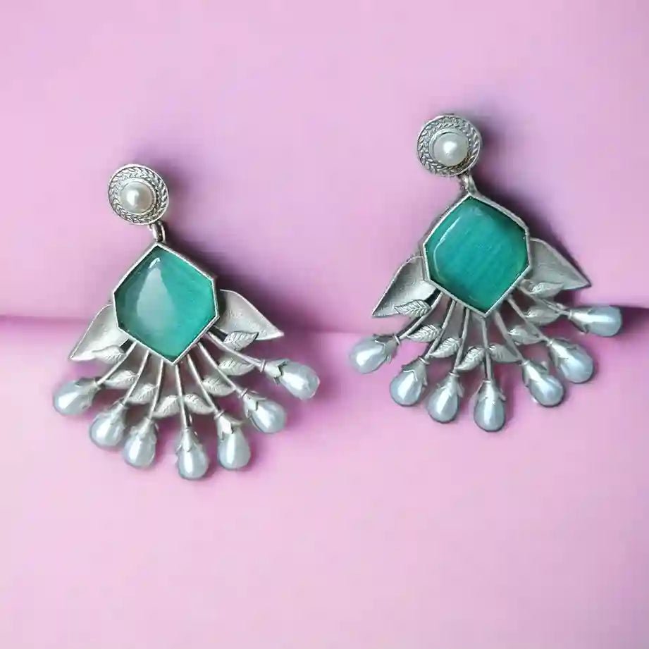 DIVYA SILVER REPLICA Dangler EARRINGS - TelaNaari