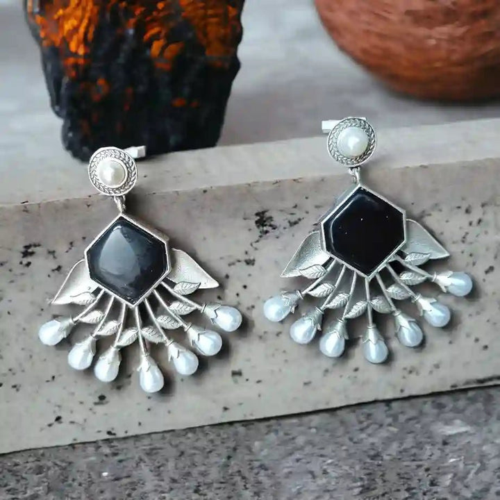 DIVYA SILVER REPLICA Dangler EARRINGS - TelaNaari