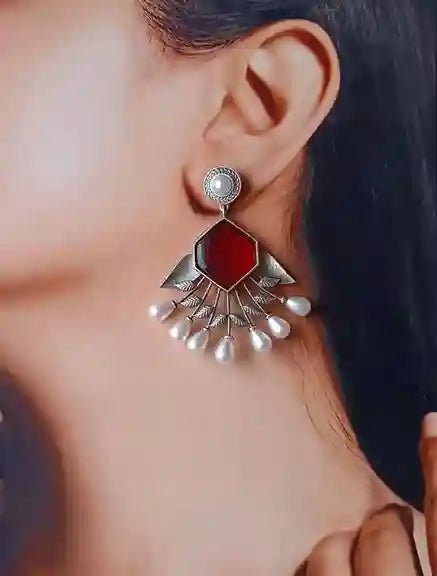 DIVYA SILVER REPLICA Dangler EARRINGS - TelaNaari