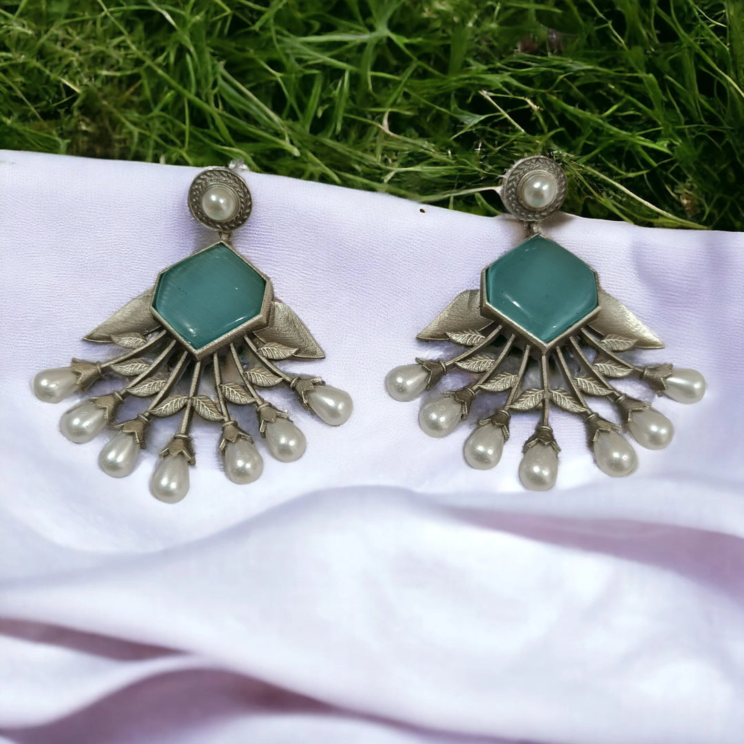 DIVYA SILVER REPLICA Dangler EARRINGS - TelaNaari