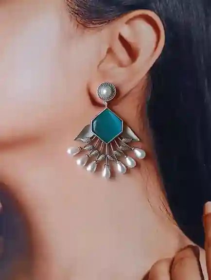 DIVYA SILVER REPLICA Dangler EARRINGS - TelaNaari