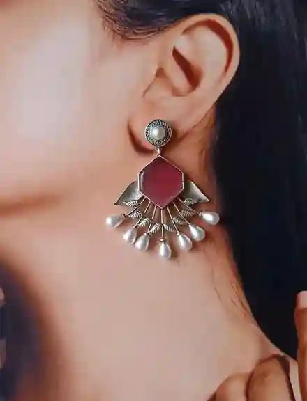 DIVYA SILVER REPLICA Dangler EARRINGS - TelaNaari