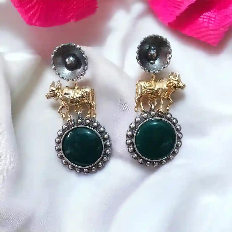 TELA NAARI SOPHISTICATED SILVER OXIDISED EARRINGS