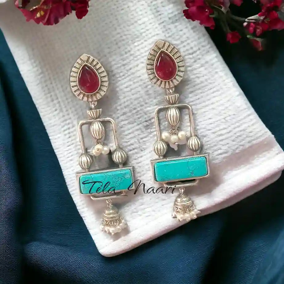 EESHA SILVER REPLICA Dangler EARRINGS