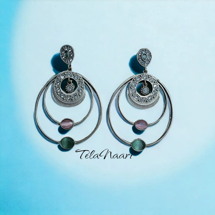 ELEGANT SILVER OXIDISED EARRINGS RABHYA