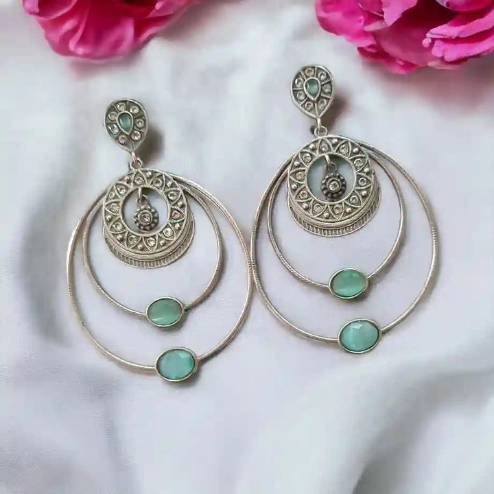 ELEGANT SILVER OXIDISED EARRINGS RABHYA