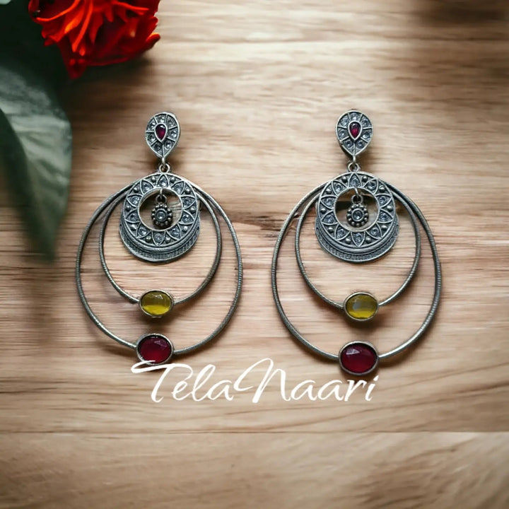 ELEGANT SILVER OXIDISED EARRINGS RABHYA