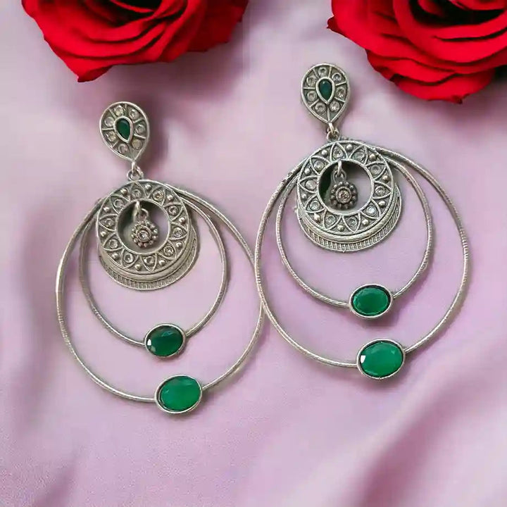 ELEGANT SILVER OXIDISED EARRINGS RABHYA