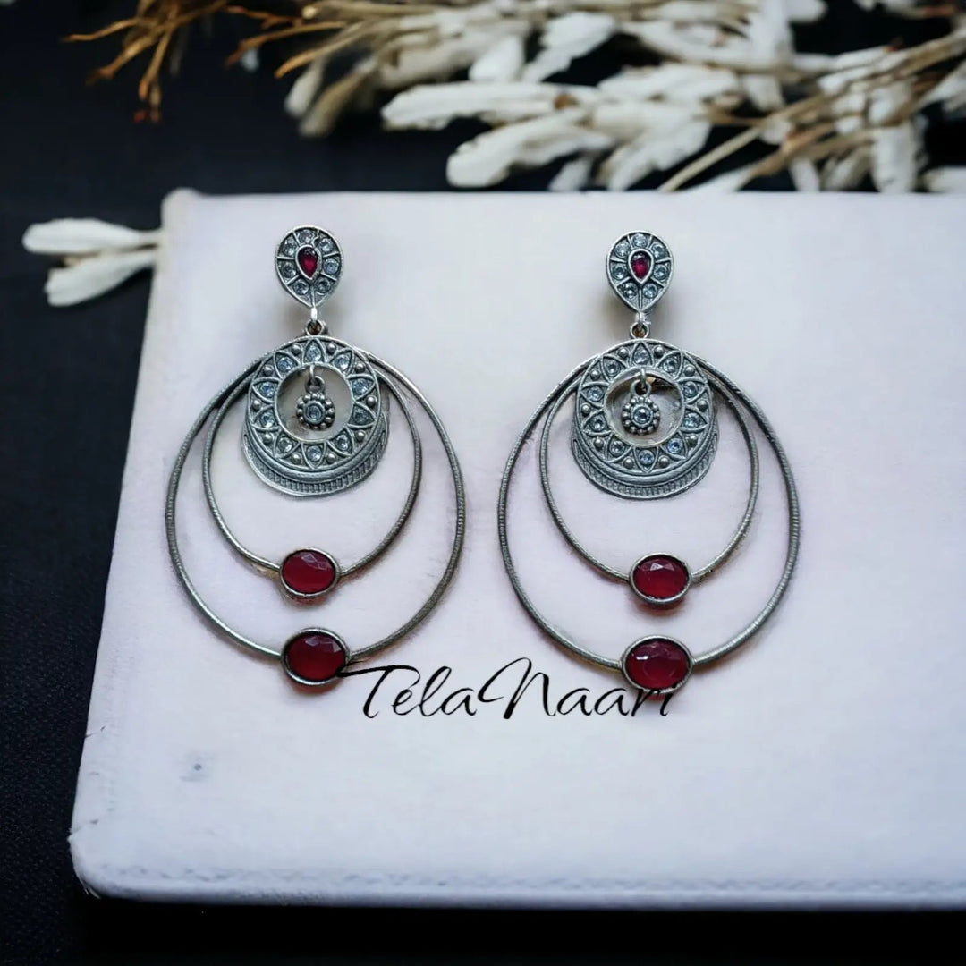 ELEGANT SILVER OXIDISED EARRINGS RABHYA