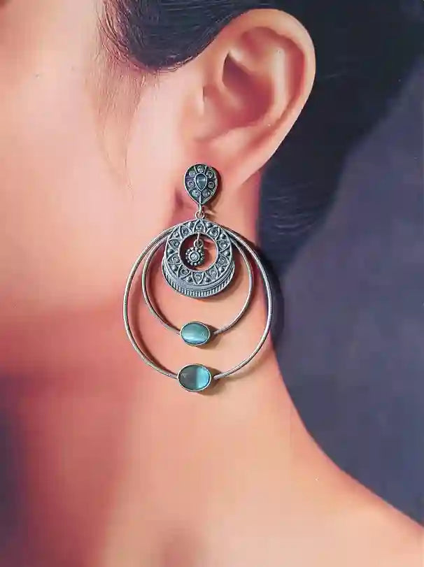 ELEGANT SILVER OXIDISED EARRINGS RABHYA