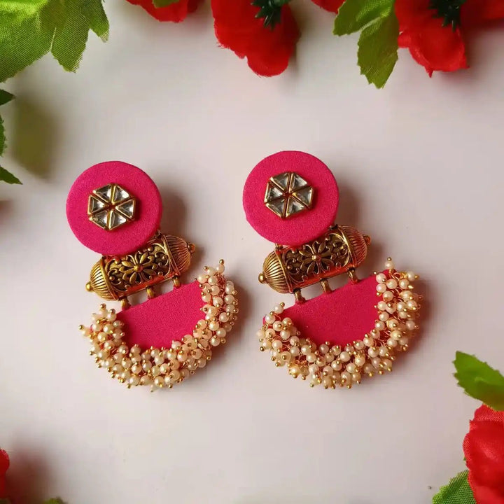 HANDMADE FABRIC JULIAN PINK EARRINGS [product_variant]- TelaNaari