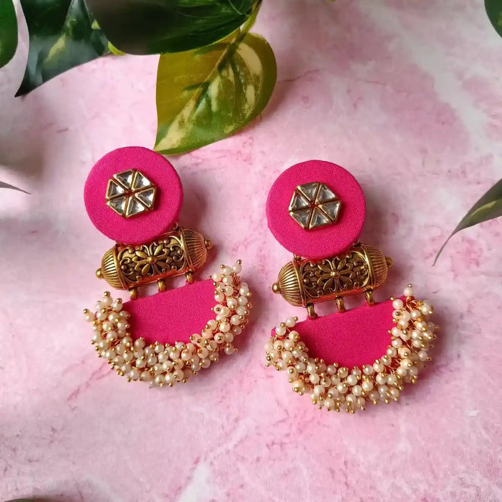 HANDMADE FABRIC JULIAN PINK EARRINGS [product_variant]- TelaNaari