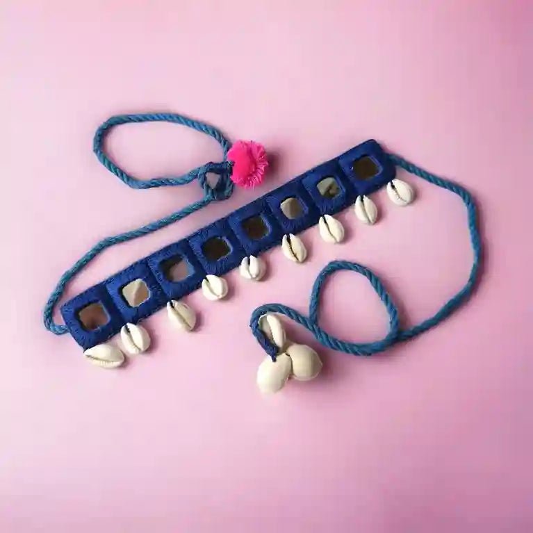 HANDMADE MIRROR CHOKER NECKLACE EVA BLUE