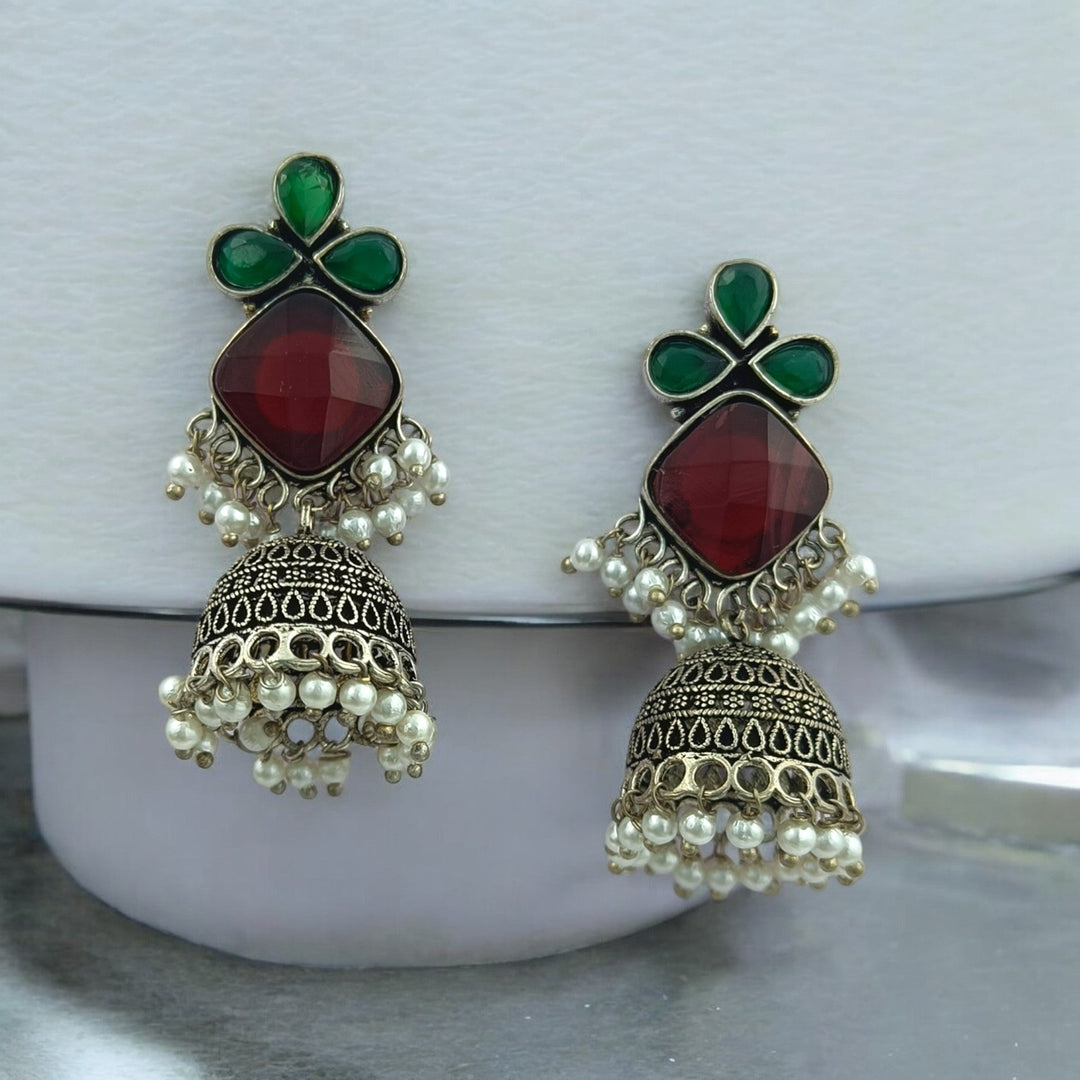 HRITIKA SILVER REPLICA Jhumki EARRINGS - TelaNaari