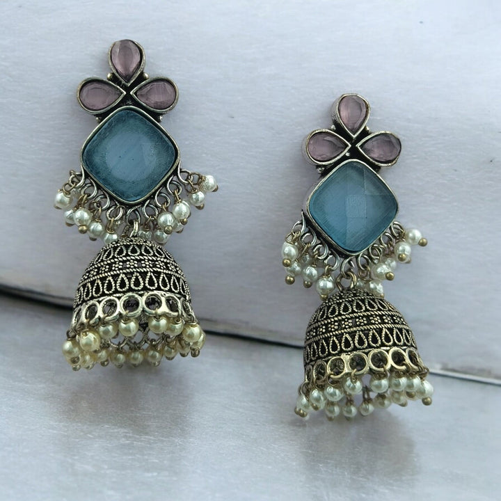 HRITIKA SILVER REPLICA Jhumki EARRINGS - TelaNaari