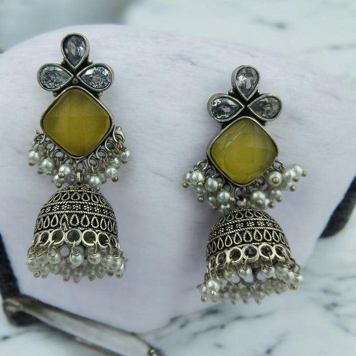 HRITIKA SILVER REPLICA Jhumki EARRINGS - TelaNaari