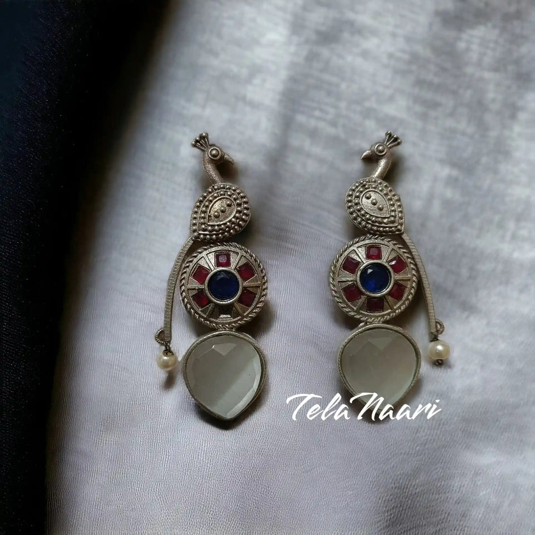 JIYANA SILVER OXIDISED EARRINGS