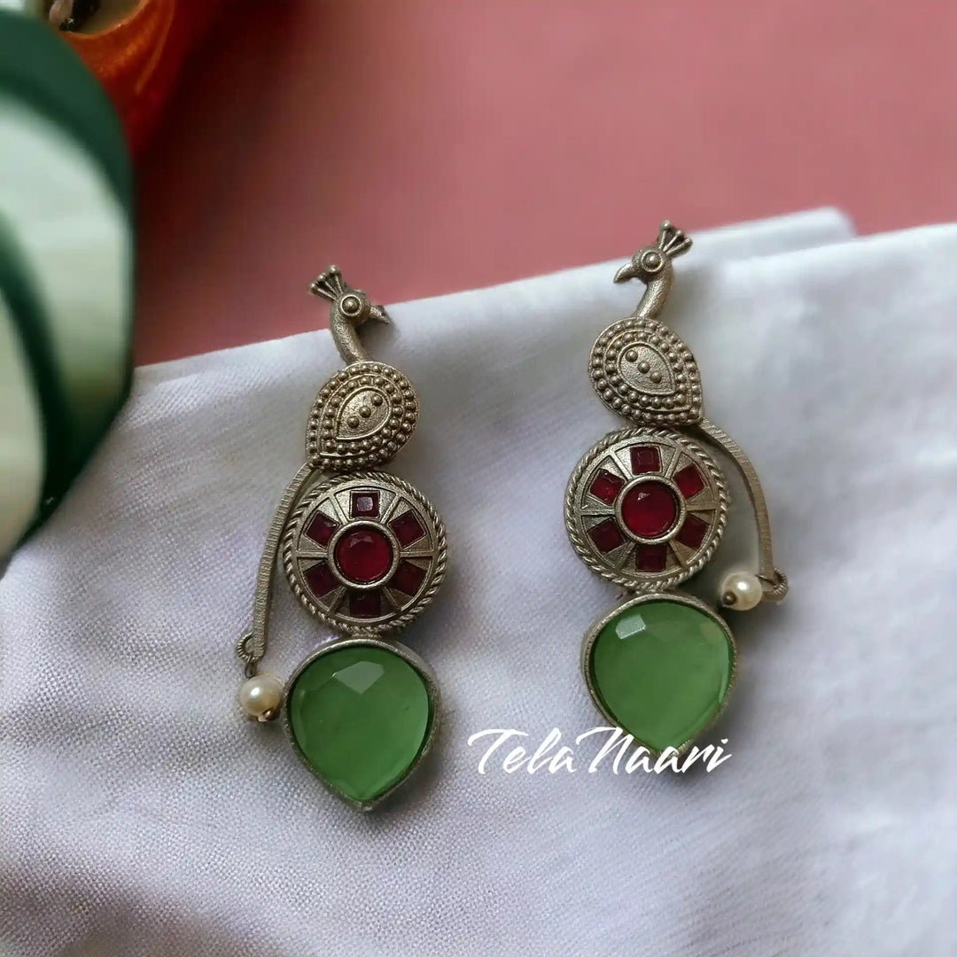 JIYANA SILVER OXIDISED EARRINGS [product_variant]- TelaNaari