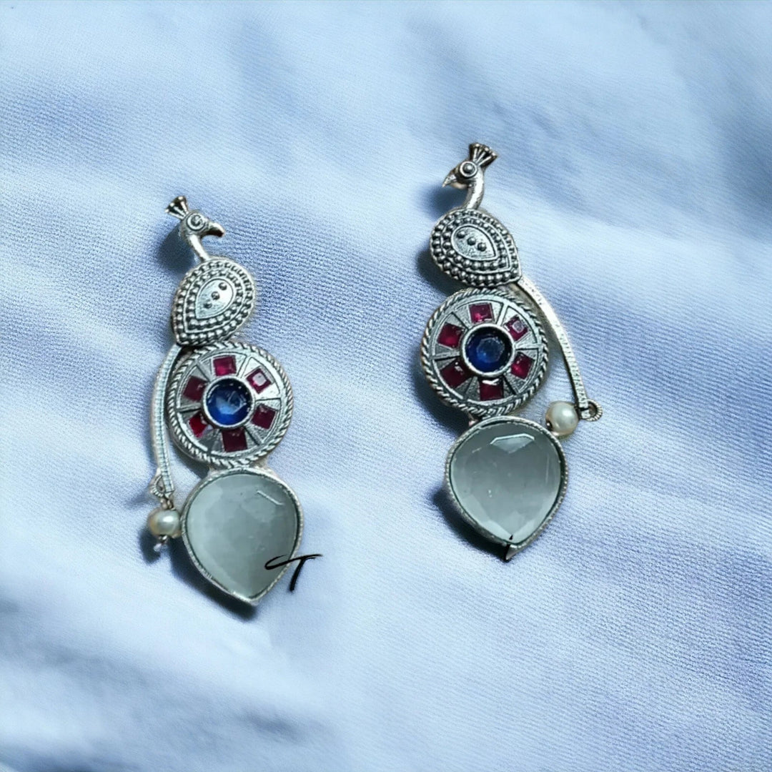 JIYANA SILVER OXIDISED EARRINGS [product_variant]- TelaNaari