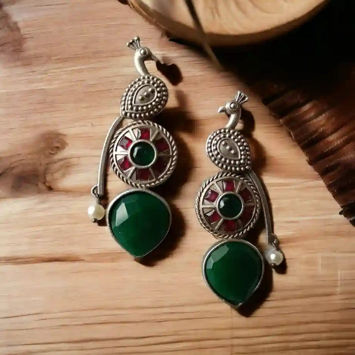 JIYANA SILVER OXIDISED EARRINGS