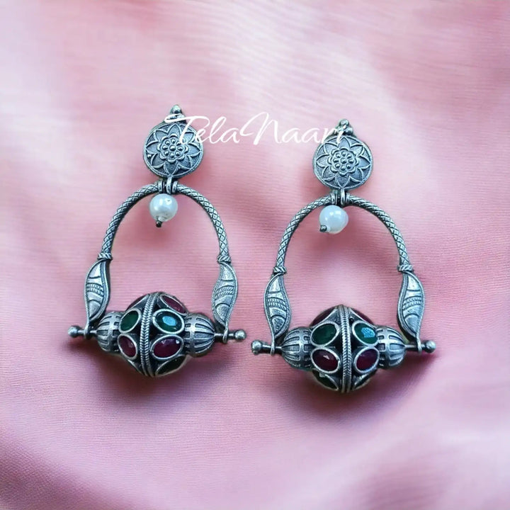 JYOTI SILVER REPLICA EARRINGS [product_variant]- TelaNaari