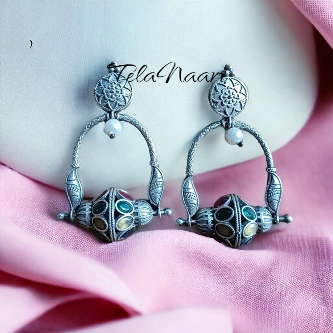 JYOTI SILVER REPLICA EARRINGS [product_variant]- TelaNaari