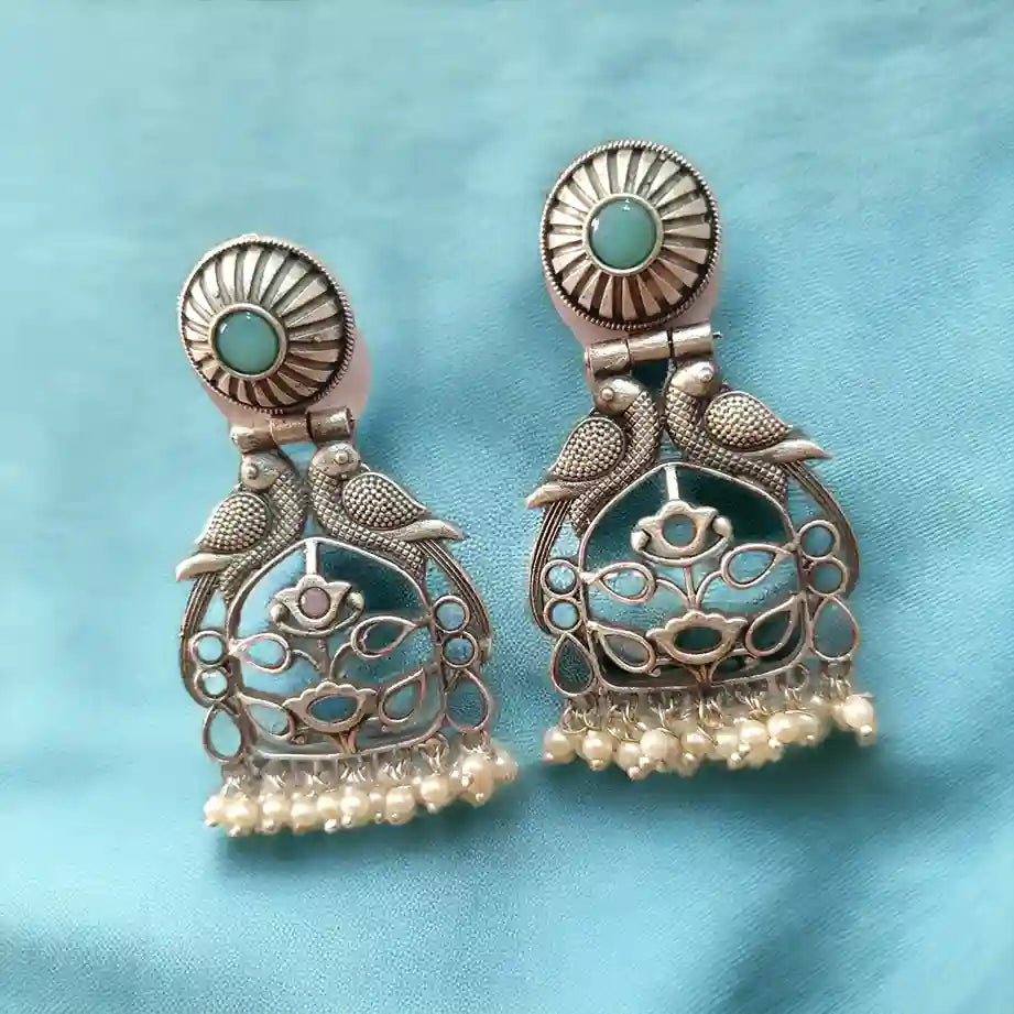 SILVER LOOK ALIKE EARRINGS AARIA [product_variant]- TelaNaari