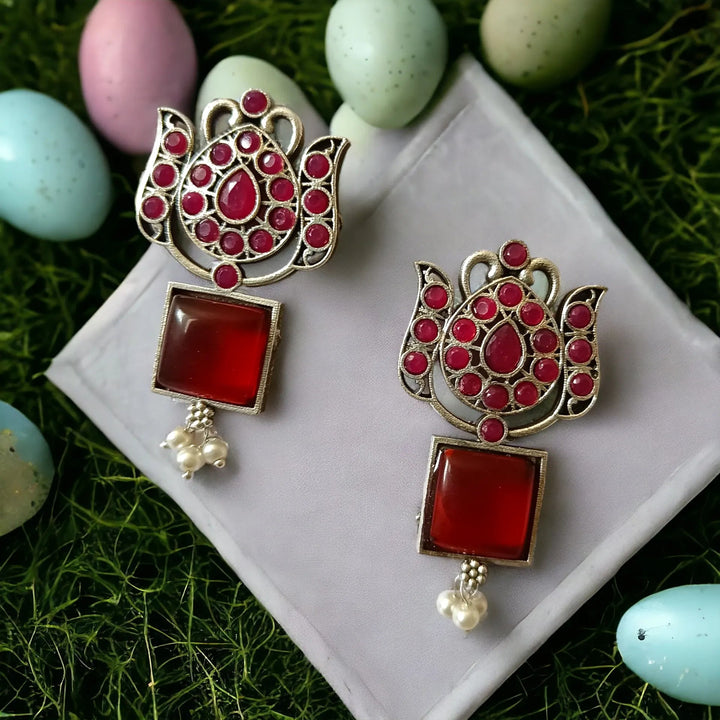 SILVER LOOK ALIKE EARRINGS AZALEA [product_variant]- TelaNaari