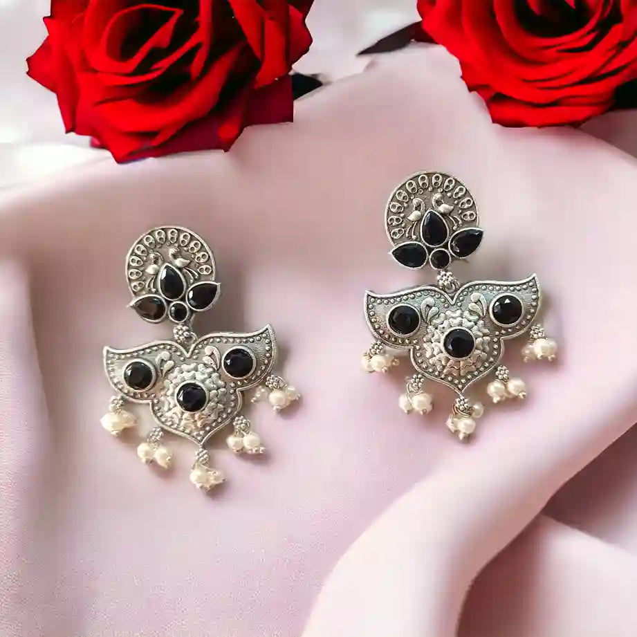 SILVER LOOK ALIKE EARRINGS BASHOBI