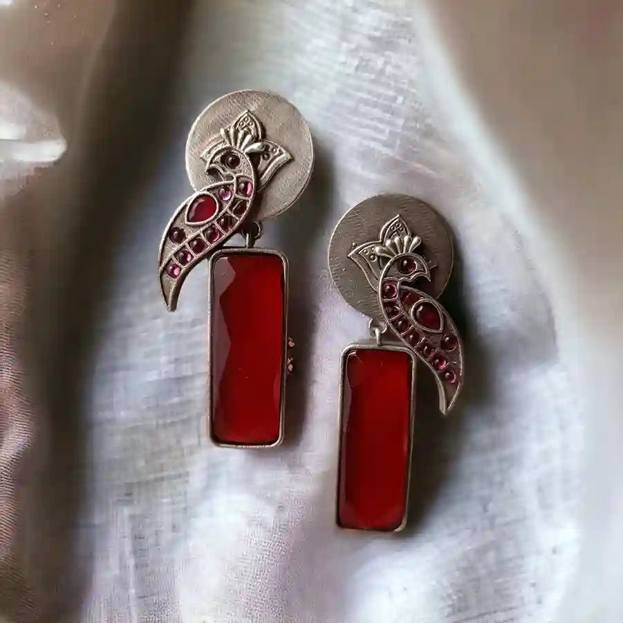 SILVER LOOK ALIKE EARRINGS BEGUNIA [product_variant]- TelaNaari