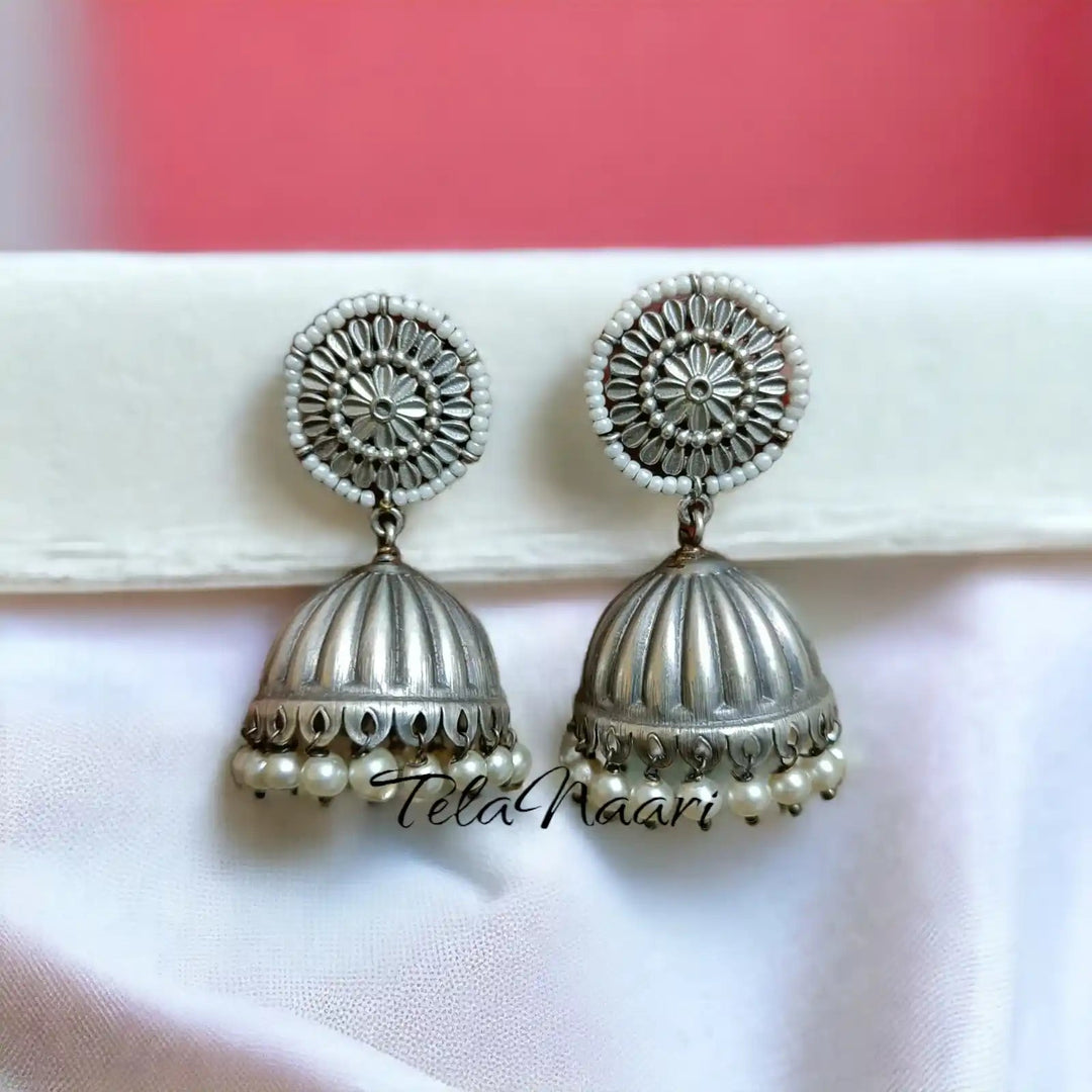 SILVER LOOK ALIKE EARRINGS DANIKA [product_variant]- TelaNaari