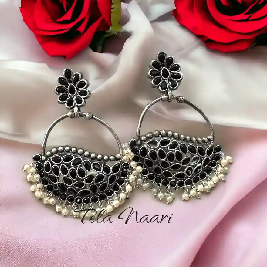 SILVER LOOK ALIKE EARRINGS DARIYA [product_variant]- TelaNaari