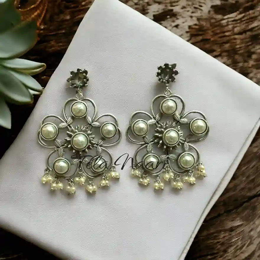 SILVER LOOK ALIKE EARRINGS FALAK [product_variant]- TelaNaari