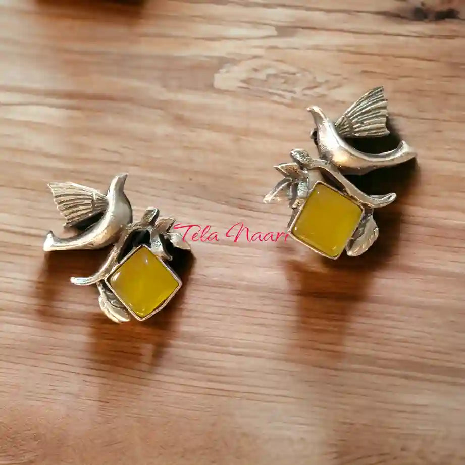 SILVER LOOK ALIKE EARRINGS FLYING BIRD