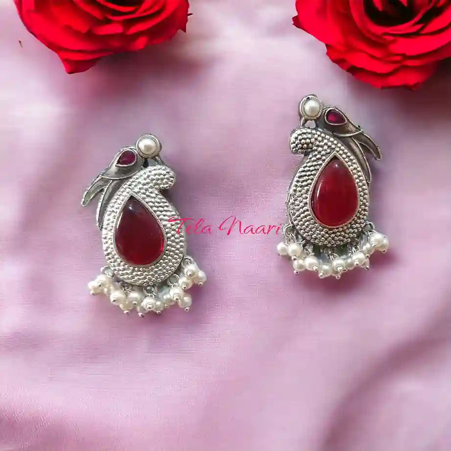 SILVER LOOK ALIKE EARRINGS GAURI [product_variant]- TelaNaari