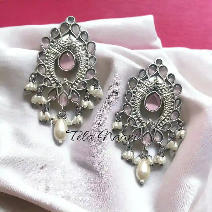 SILVER LOOK ALIKE EARRINGS HUMA [product_variant]- TelaNaari