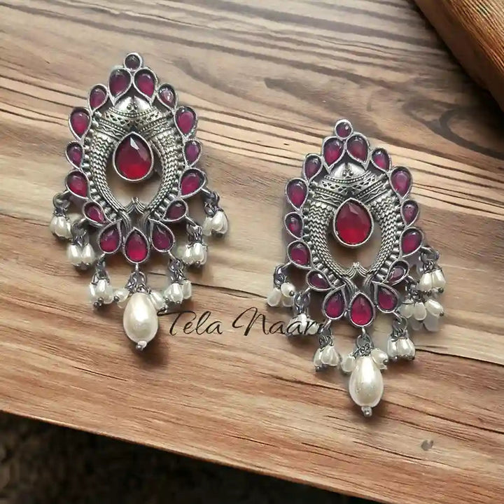 SILVER LOOK ALIKE EARRINGS HUMA [product_variant]- TelaNaari