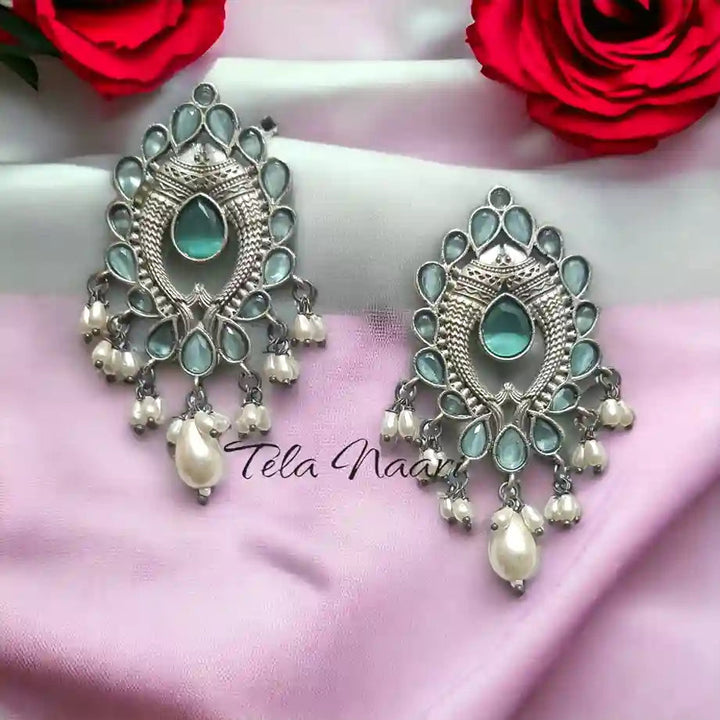 SILVER LOOK ALIKE EARRINGS HUMA [product_variant]- TelaNaari