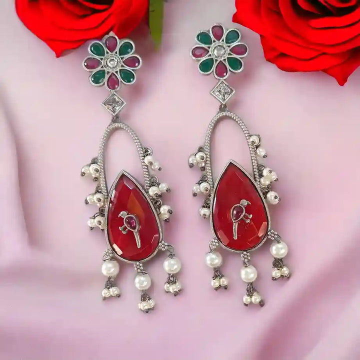 SILVER LOOK ALIKE EARRINGS NIDA [product_variant]- TelaNaari