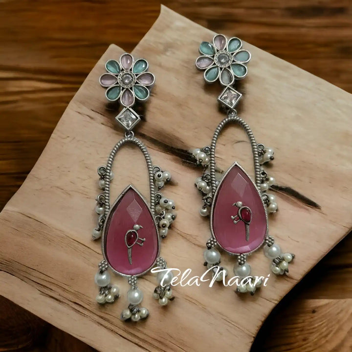 SILVER LOOK ALIKE EARRINGS NIDA [product_variant]- TelaNaari