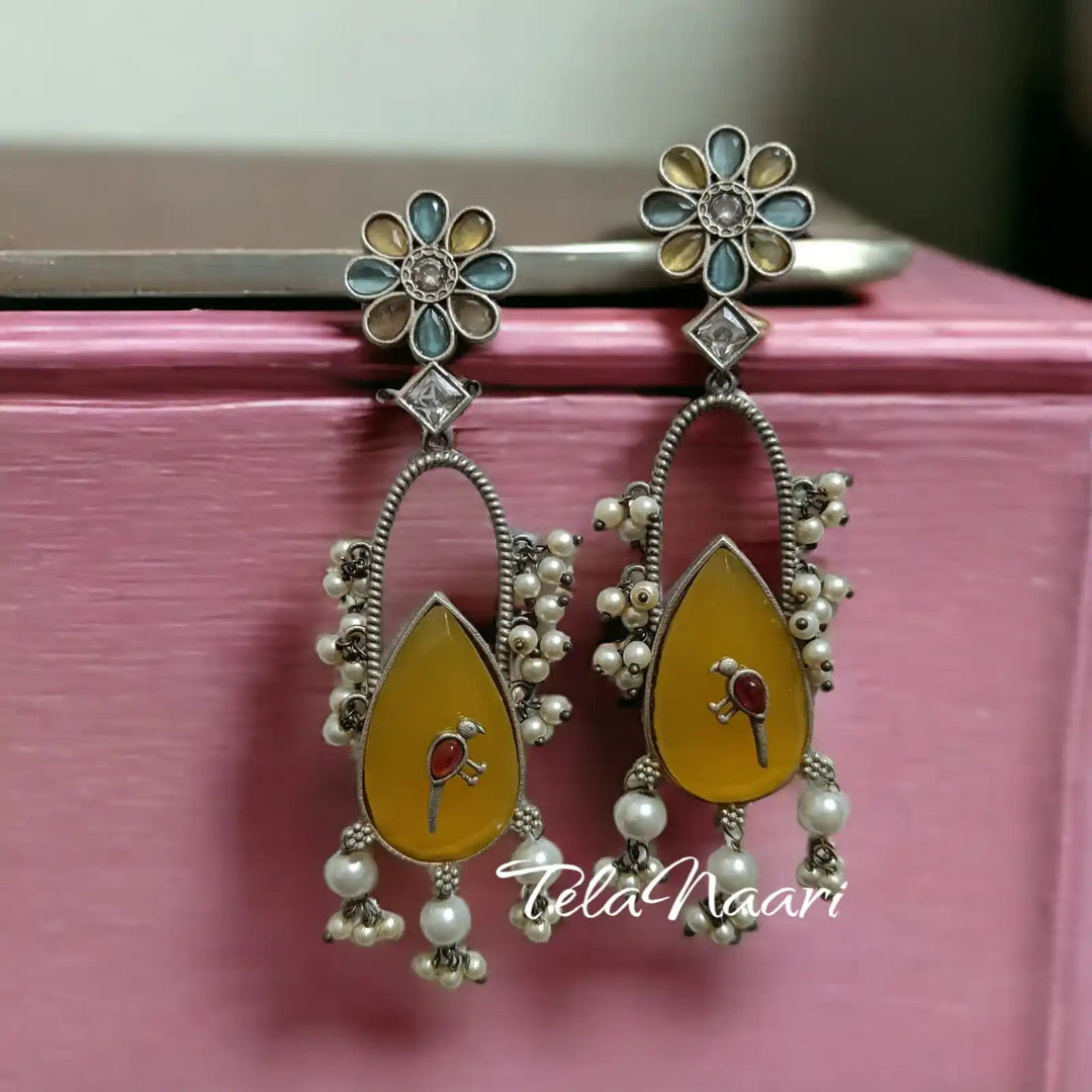 SILVER LOOK ALIKE EARRINGS NIDA [product_variant]- TelaNaari