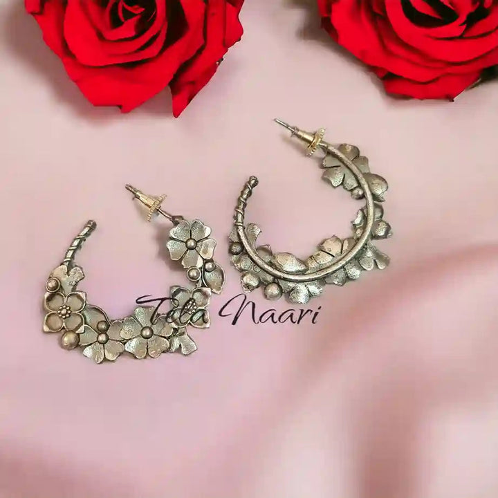 SILVER LOOK ALIKE EARRINGS SAINA [product_variant]- TelaNaari